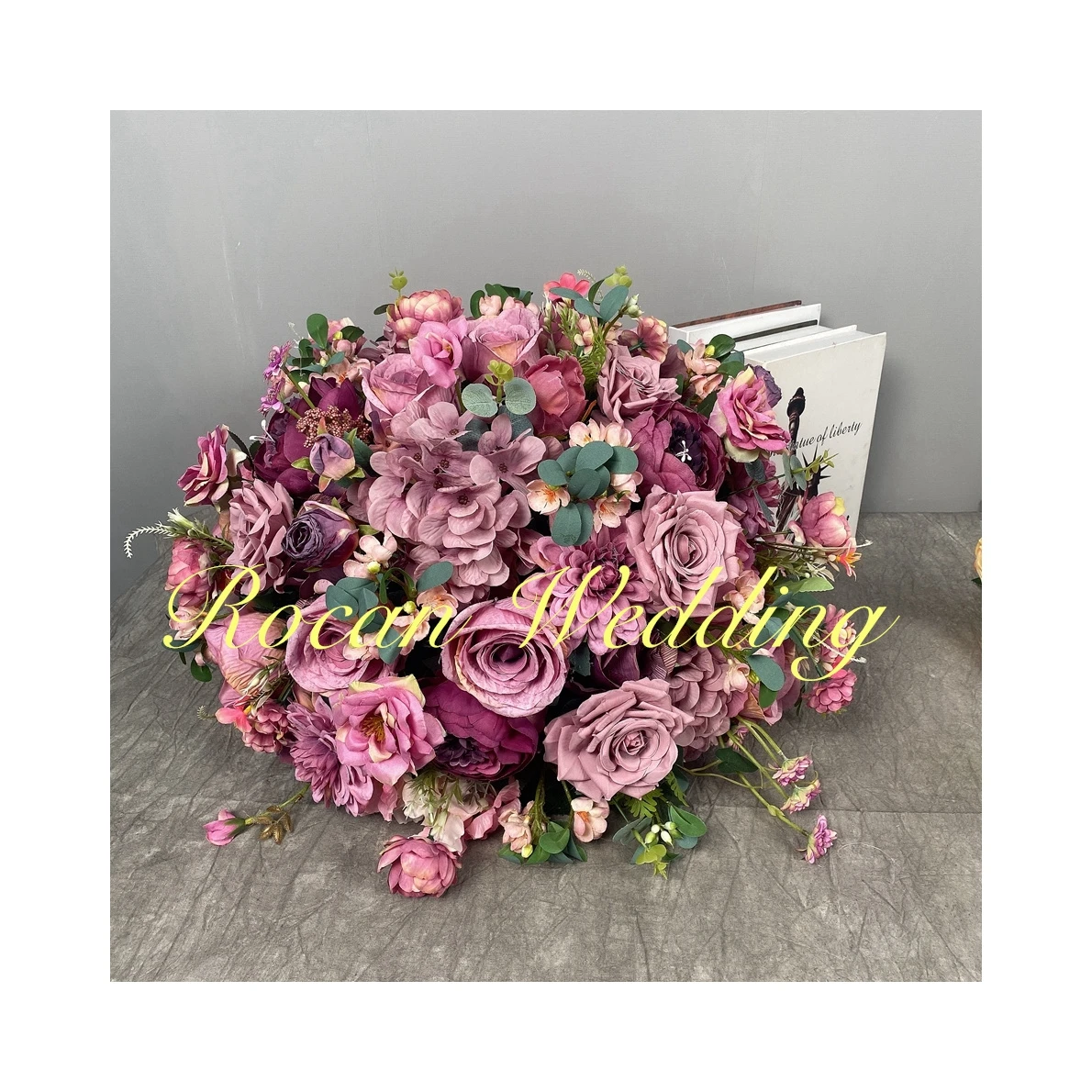 Artificial Rose Bouquet Artificial Silk Roses Flower Balls For Wedding Centerpieces Dark Purple Gothic Moody Vintage Flowerball