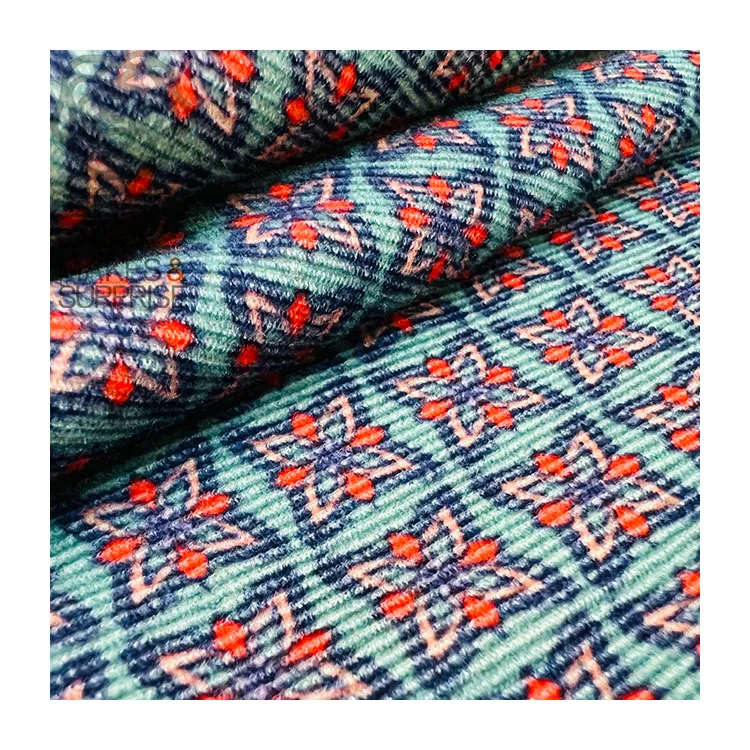 Custom Textile Fabric Printing Cotton Corduroy Fabric Stretch Velvet Corduroy Floral Fabric For Clothes Garment