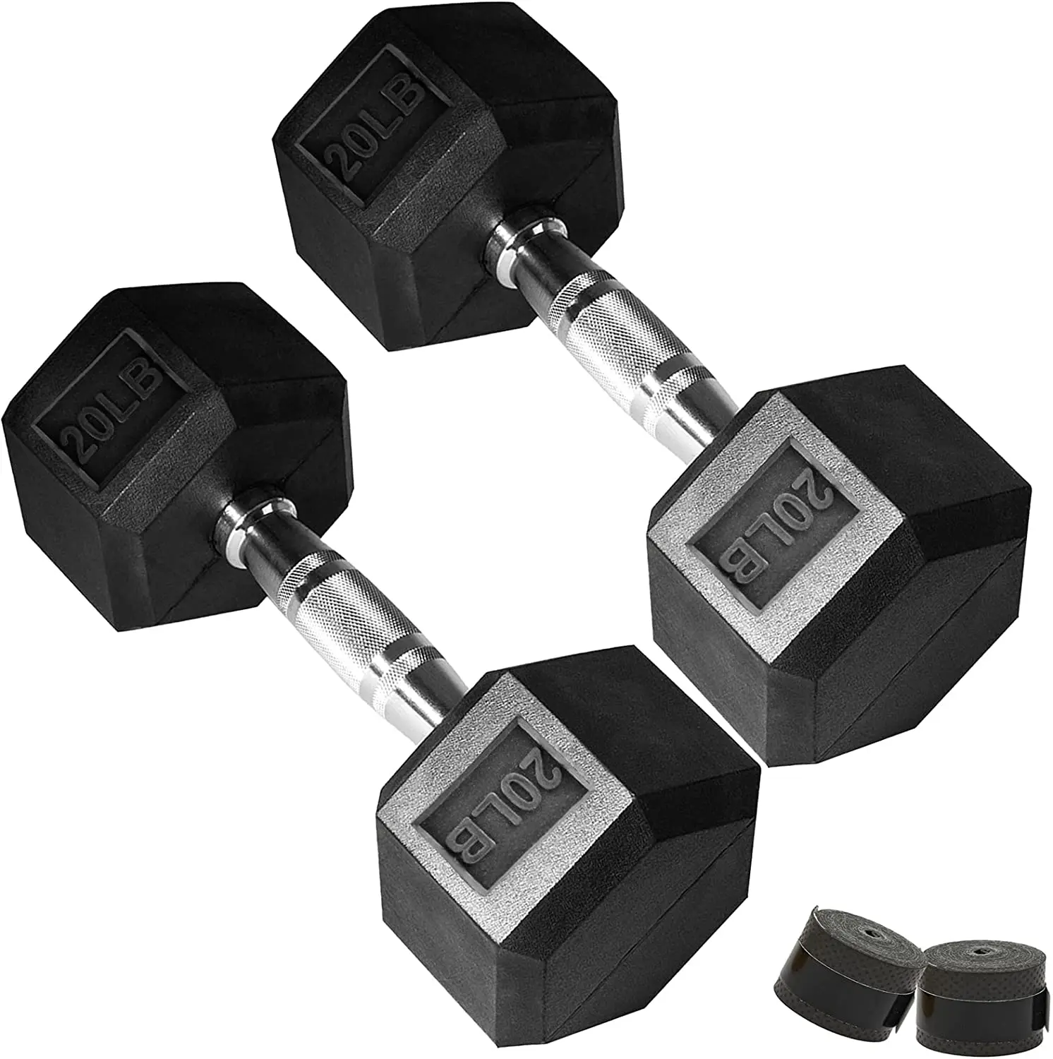 Hex Rubber Dumbbell with Metal Handles Exercise Heavy Workout Dumbbells Workout Weights