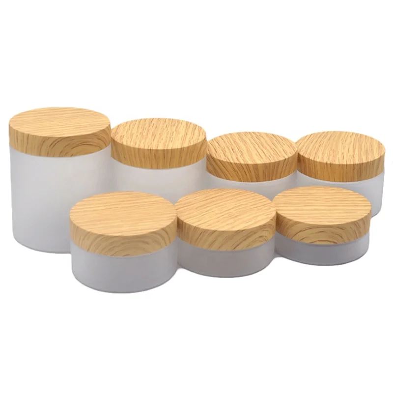 50g 80g 100g 150g 200g 250g white pet plastic face cream jar with wooden plastic grain bamboo lid