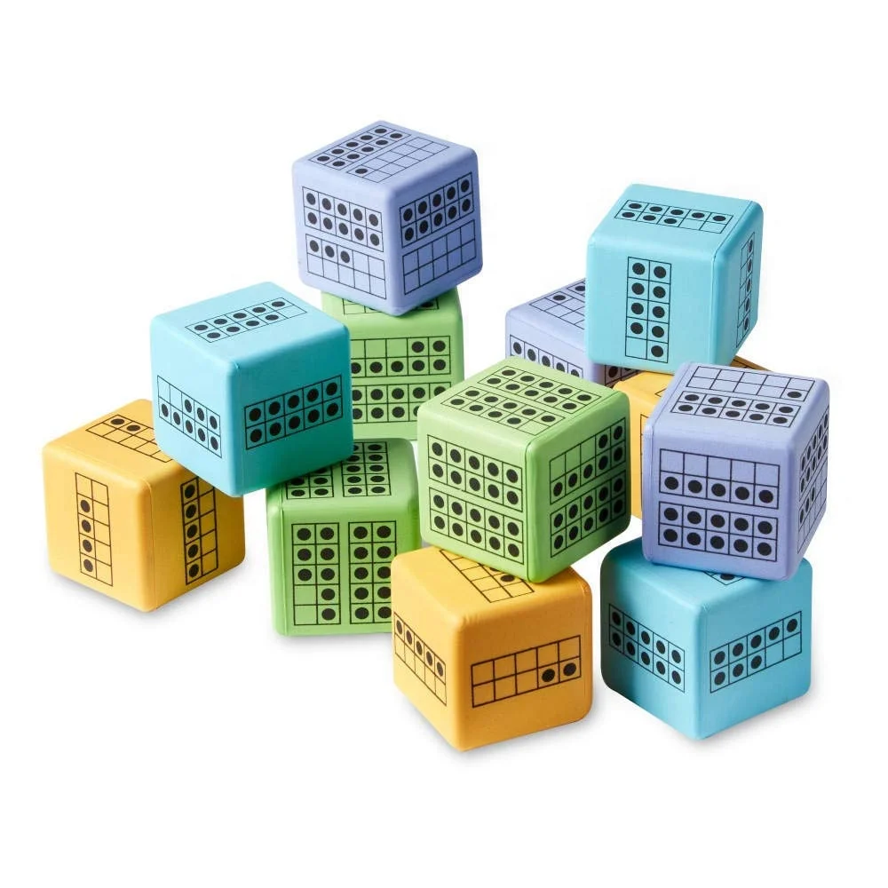 colorful Ten Frame Dice Large Foam Dice for Classroom Math Manipulatives