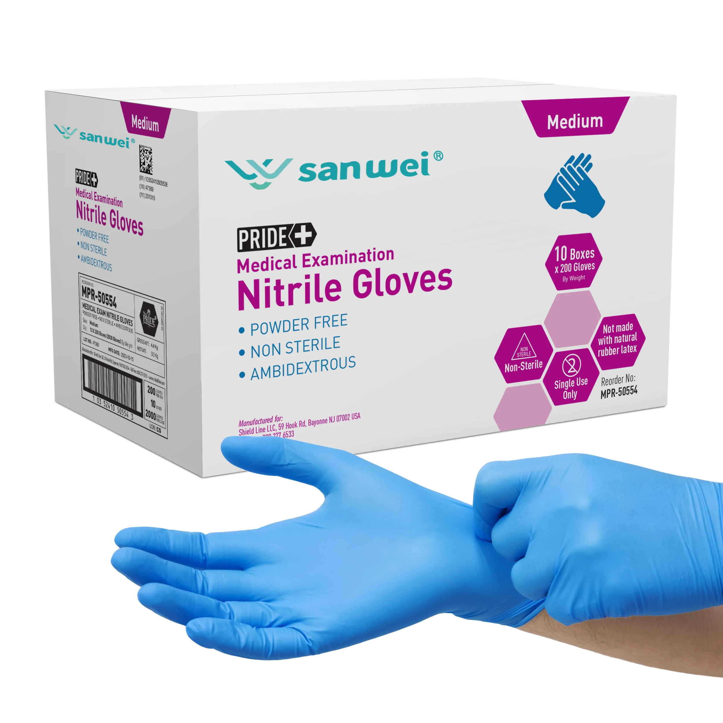 New Arrival Full Certified Powder Free Latex Free 100% Pure Medical Use Examination Nitrile Gloves