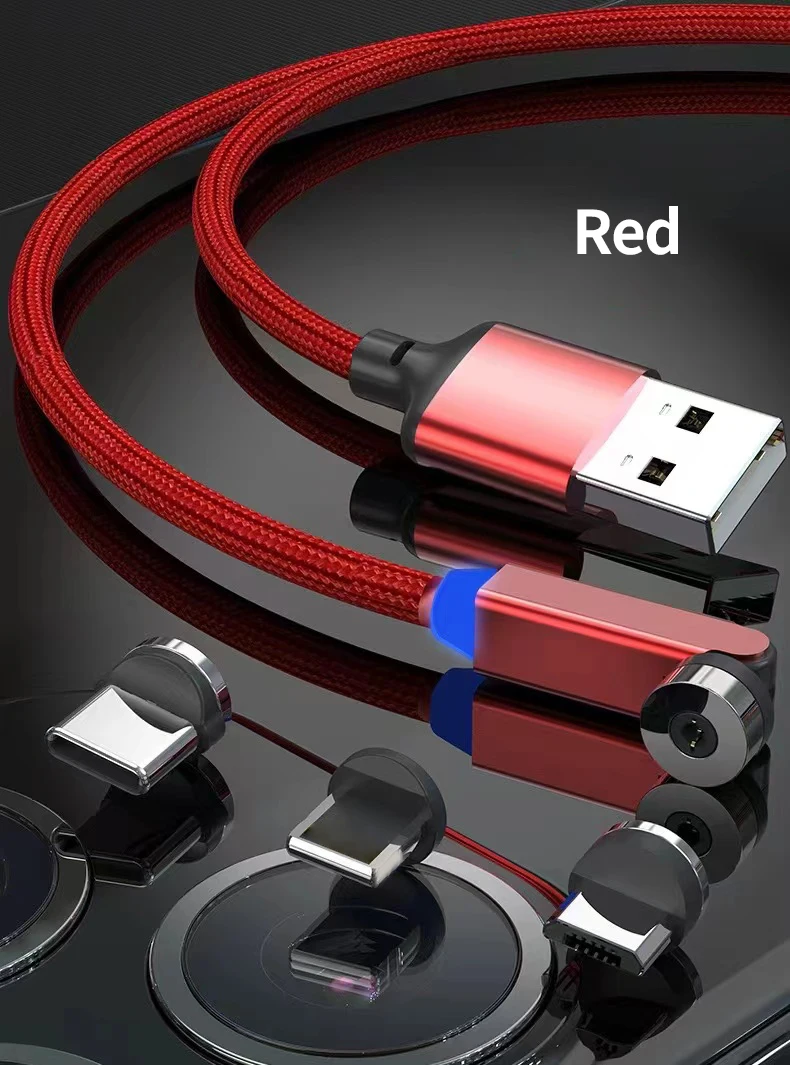 540 Degree Free Rotation USB C Magnetic Cable 3 in 1 Connectors Magnet Cable 3A Fast Charger Type C Cable for Mobile Smartphone