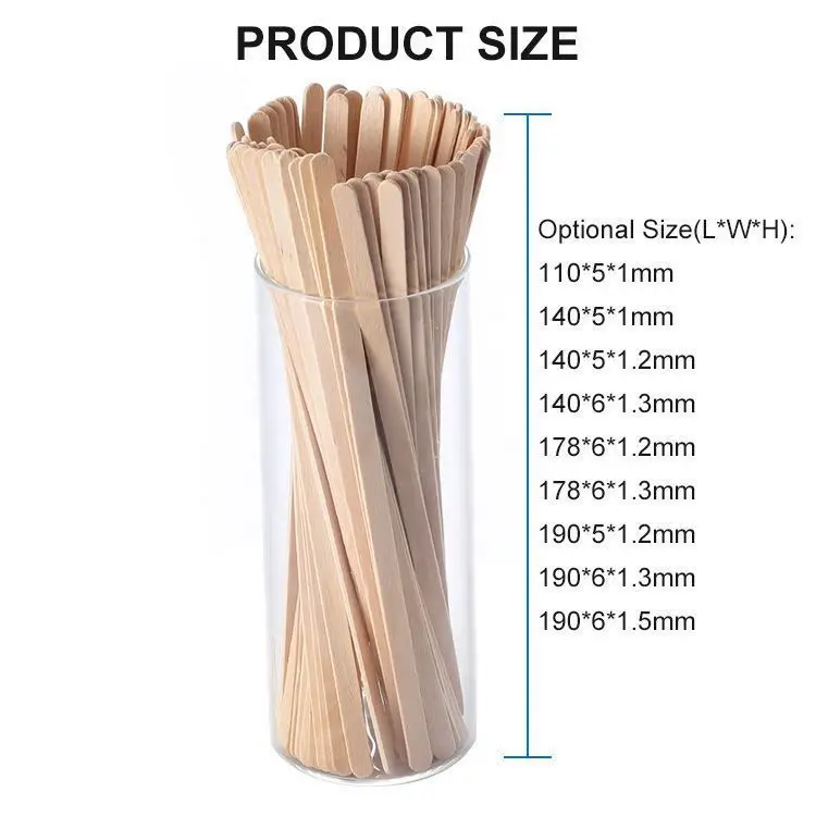 Custom Eco Friendly Disposable Wooden Coffee Stirrer With Round Head