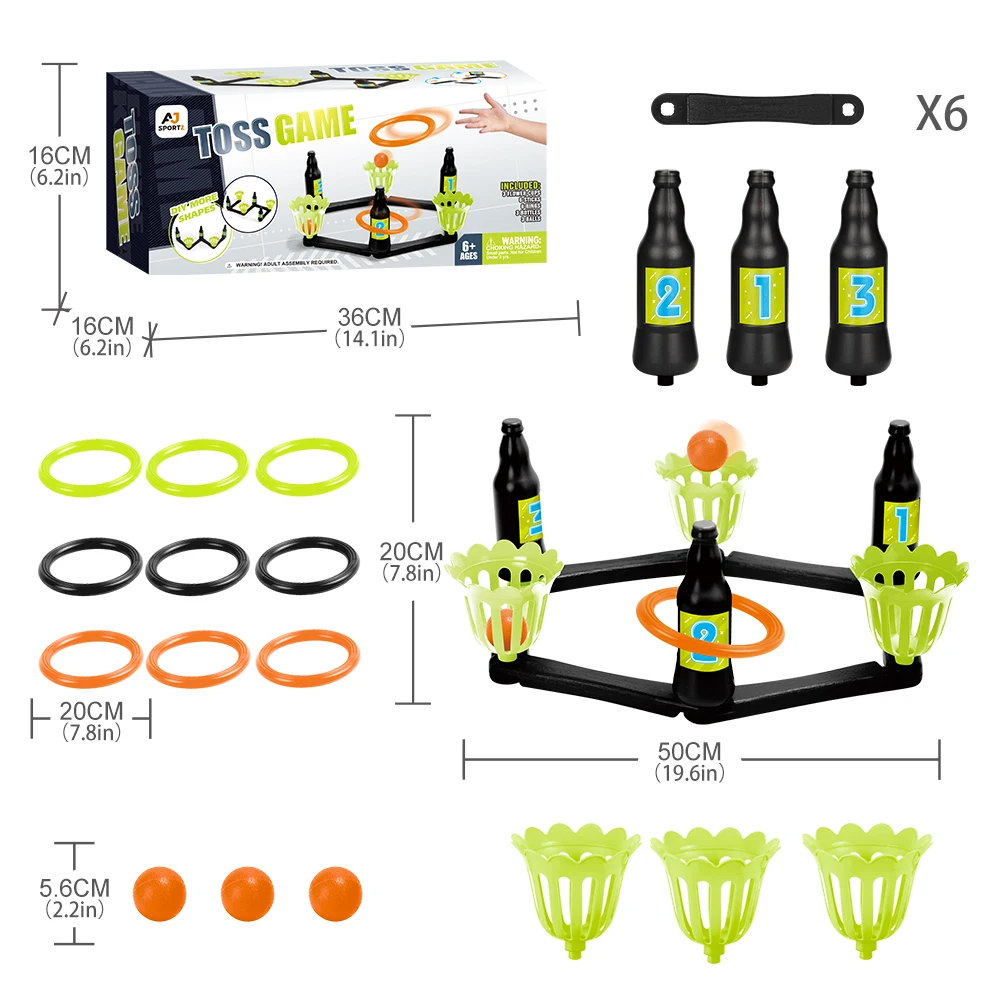 Kids Balls & Ring Toss Game Indoor DIY Shapes Toss toys With Flower cups,Ring,Bottles And Balls For Home Outdoor Play