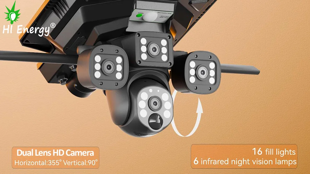 HiEnergy ai solar street light with camera wifi all in one solar street light with 4G cctv camera 3MP 6MP outdoor 450W