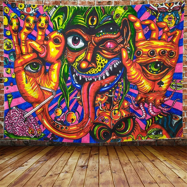 New collection hot sale printing decorative 3d psychodelic tapestry