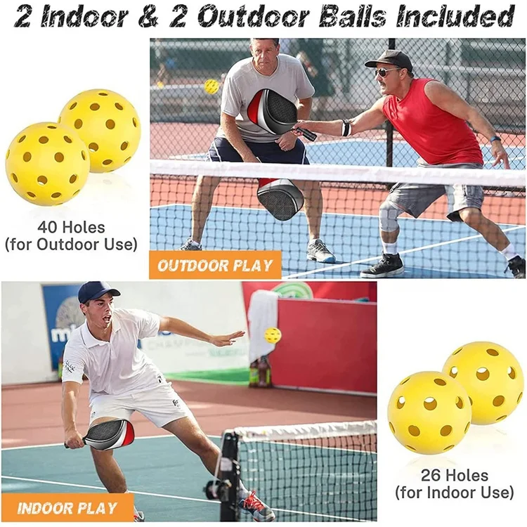 Wholesale professional lightweight fitness exercise honeycomb pickleball paddles set with 4 pickle balls
