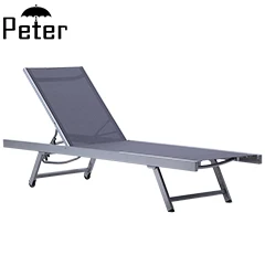 Swimming Pool Furniture Mesh Fabric Lounger Aluminum Adjustable Reclining Chaise Longue for the Pool