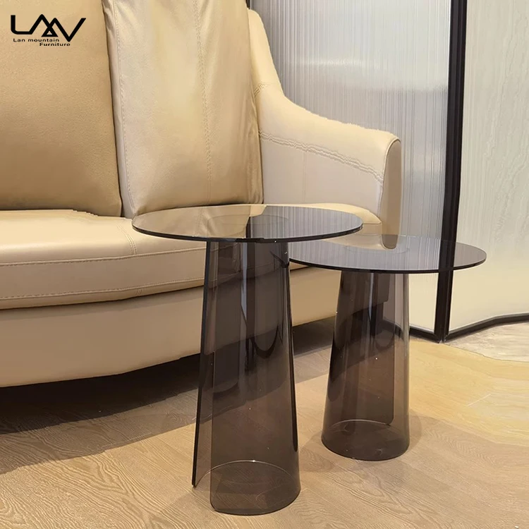 Popular Modern Simple Hotel Living Room Sofa Side Table Furniture  With Acrylic Villa Bedroom Movable Coffee Table