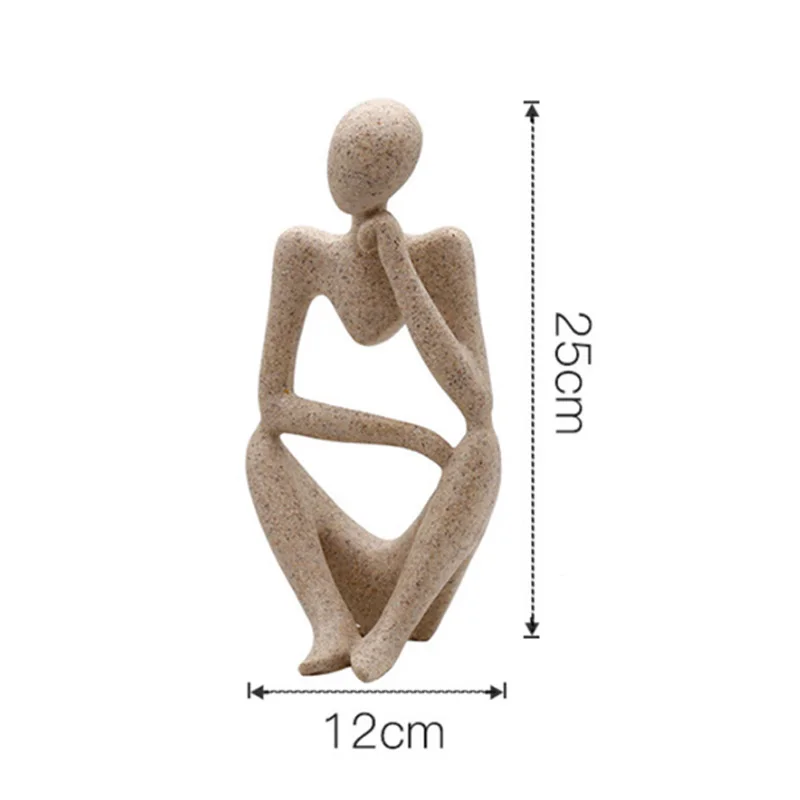 Resin Statue Creative Abstract Thinker People Thinking Sculpture Miniature Figurine Craft Office Home Decoration