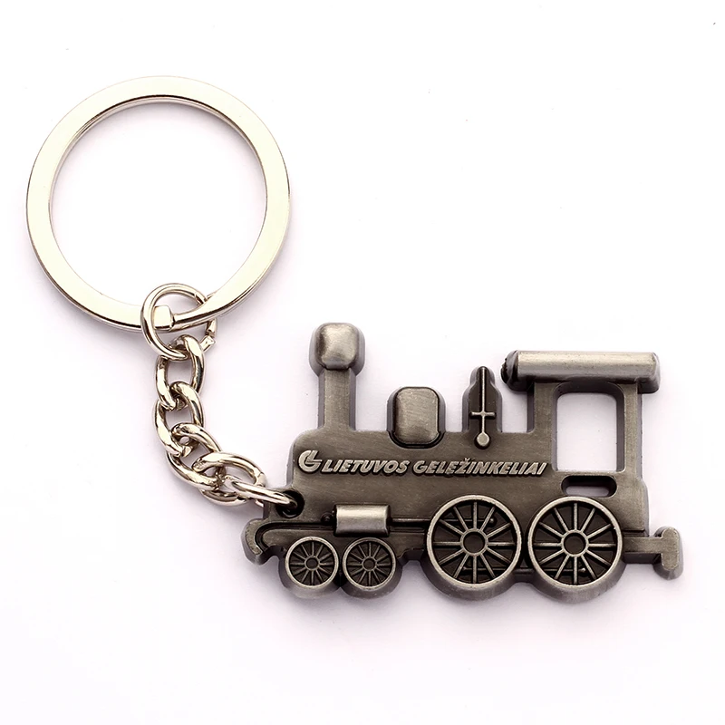 Popular super quality exquisite design zinc alloy metal 3D vintage retro train keychain