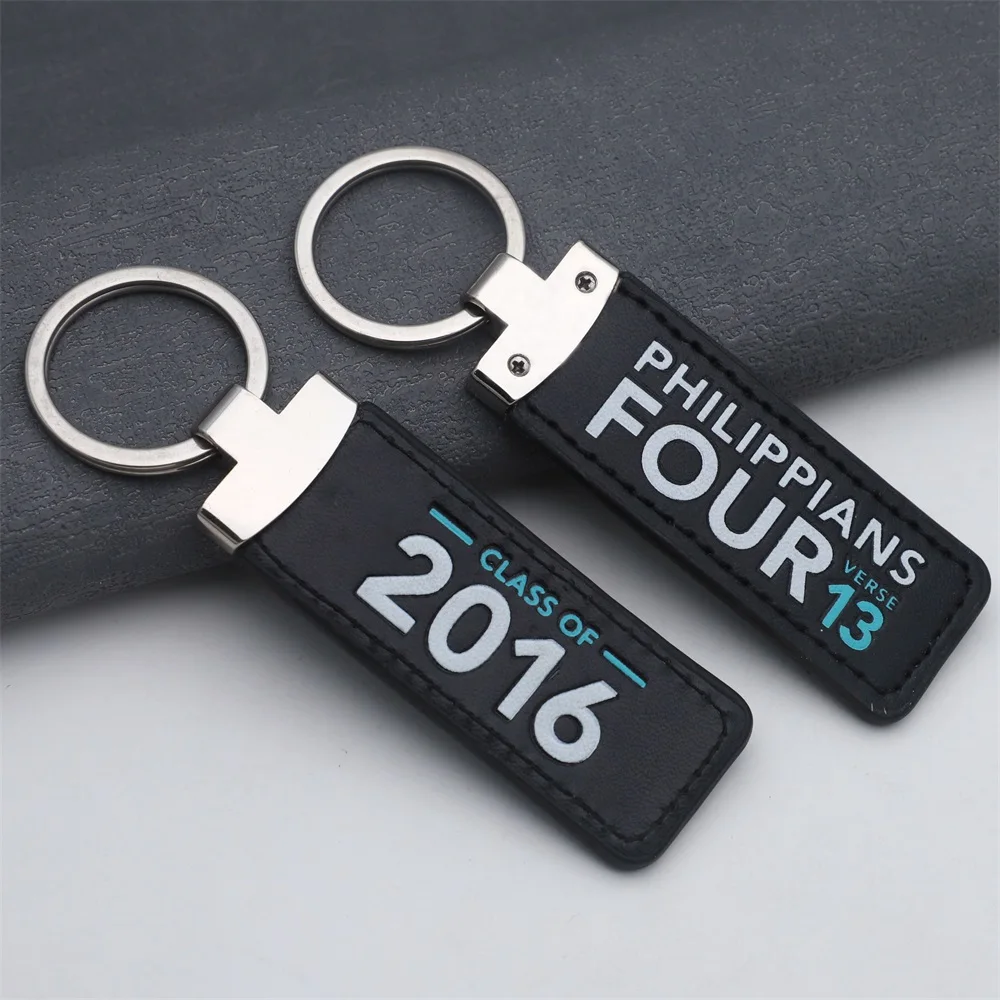China cheap wholesale custom made Blank laser black logo with PU leather keychain