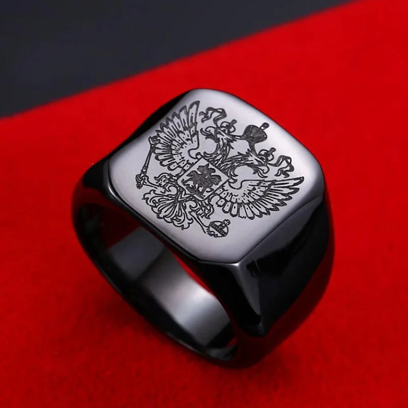 Black Painting Stainless Steel Custom Engraved Ring Masonic