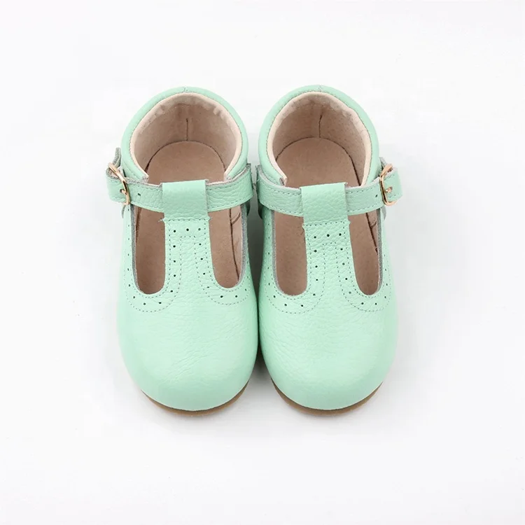 Hot Sale Fashion Spanish Baby Shoes Girls T-straps Green Baby Tbar Shoes For Spring Summer