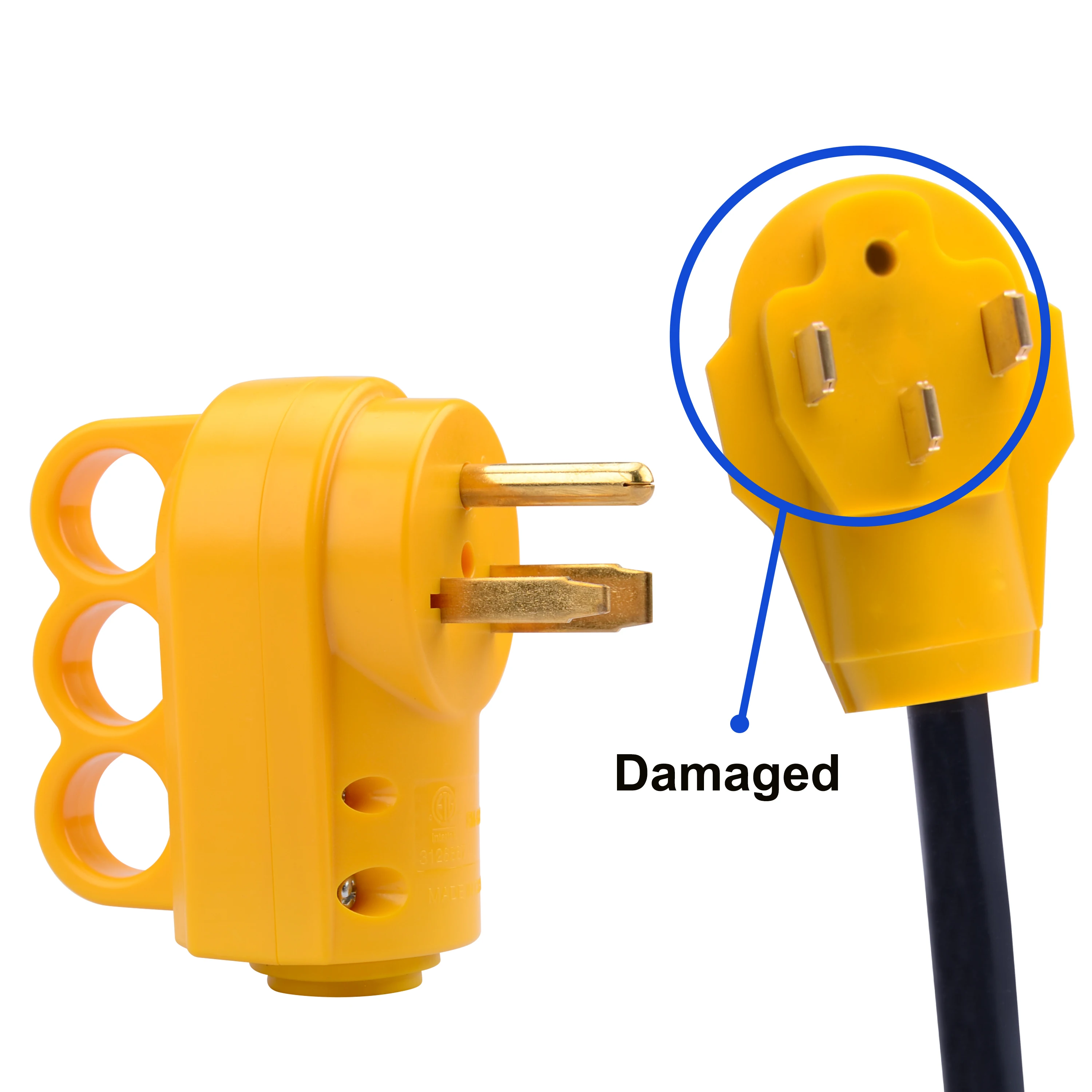 NEMA 6-50P/ 6-30P Plug Replacement, 30/50 Amp 250 Volts 3-Prong Grounded Heavy Duty Power Cord Plug with Handle, ETL Listed