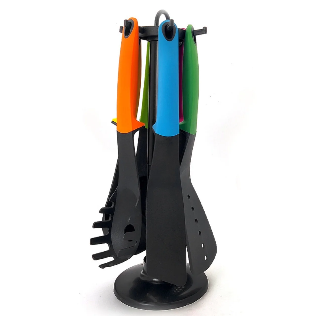 6Pcs Nylon Kitchen Utensil Set with Rotating Storage Stand Cooking Utensils for Kitchen