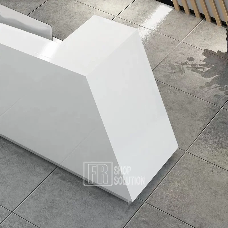 Restaurant Checkout Counters Front Desk White Shop Reception Table Counter for Sale