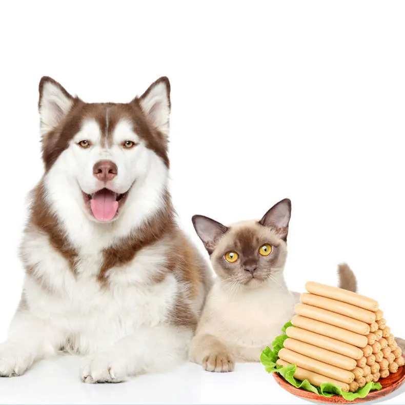 Factory Wholesale dog pet food ham sausage pet snacks natural pet treats sausage for dog cat ready to eat sausage