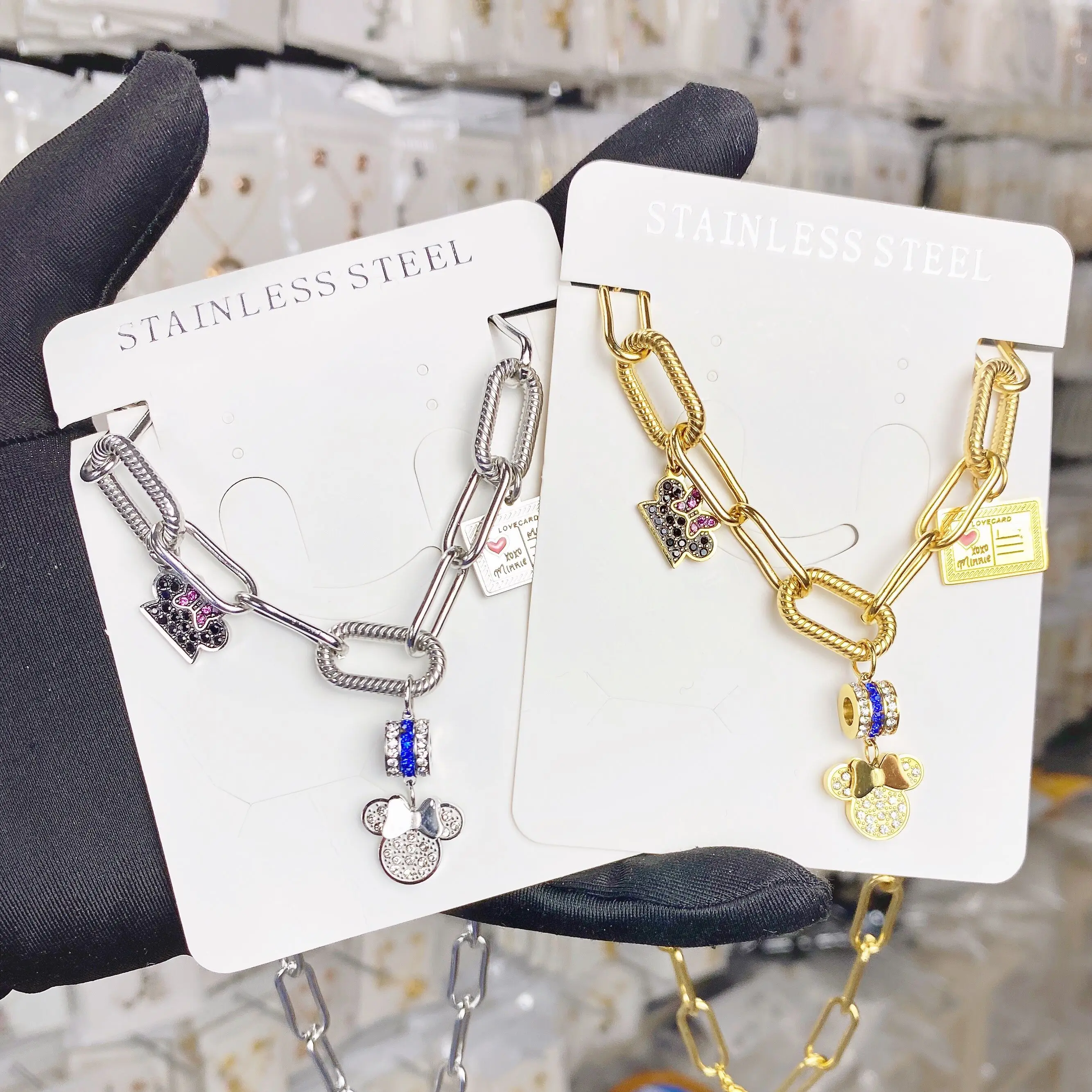 
2021 Latest Design Three Row Circle Pendant Oval Paperclip Link Chain Necklace Jewelry Gift Titanium Steel 