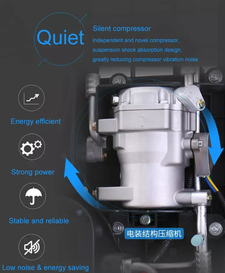 NEW arrival split car tractor trailer apu 12 volt air conditioner with universal electric car ac compressor for farm tractor