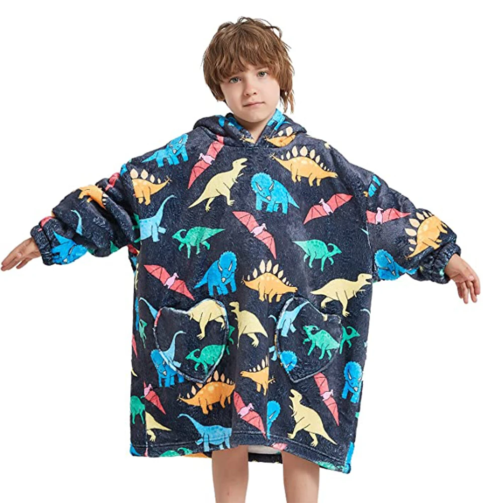 2023 New Design Cozy Soft Oversized Sherpa Fleece Blanket Hoodie Sweatshirt Kids