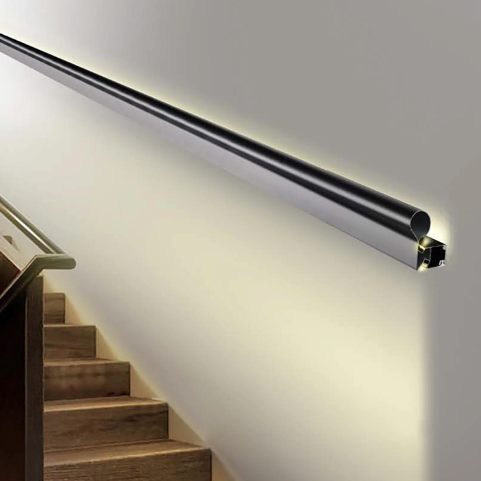 Aluminum profile led light balustrade and handrail for stairs