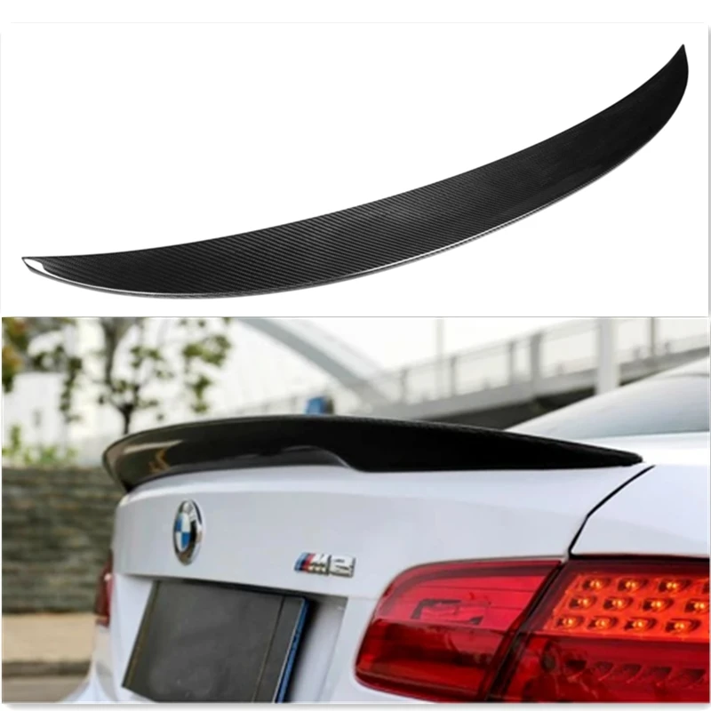 E92 Rear Spoiler  Glossy Black Real Dry Carbon Spoiler For BMW 3 Series 2 Door E92 Coupe P Style Car Trunk Spoiler 2006-2014