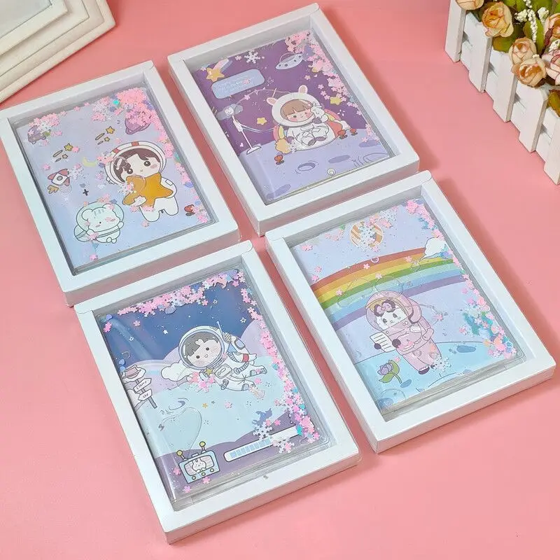 Wholesale Collection Glitter Pvc oil Girl Cover Notebooks And Pen, Suitable For Students Stationary set