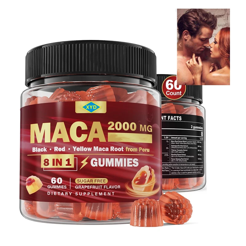 Private label Ashwagandha Maca gummies For Men Boost Men Power Energy  Booster Strong Maca Pills Support stamina