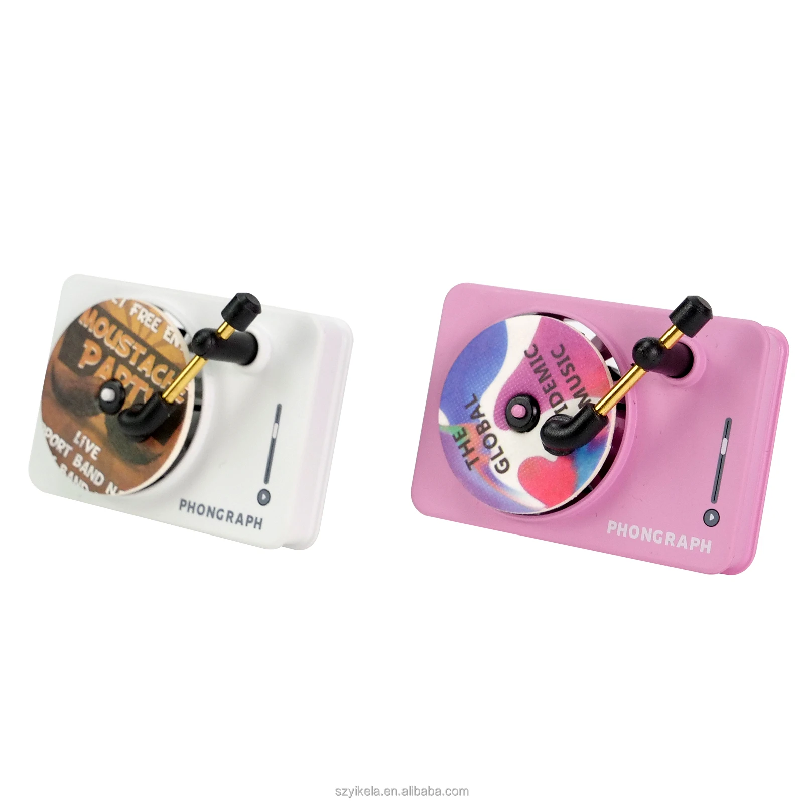 Lovely Phonograph Shaped Fragrance Diffuser Car Vent Air Freshener Pink Gift White