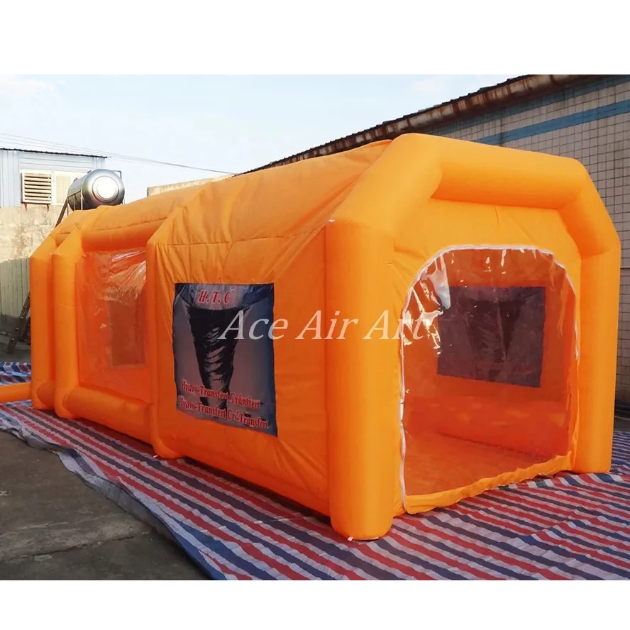 Giant Outdoor Tent Workstation for Cars Inflatable Spray Paint Booth in Tan Model with Blower Made of Oxford PVC Sea Shippable
