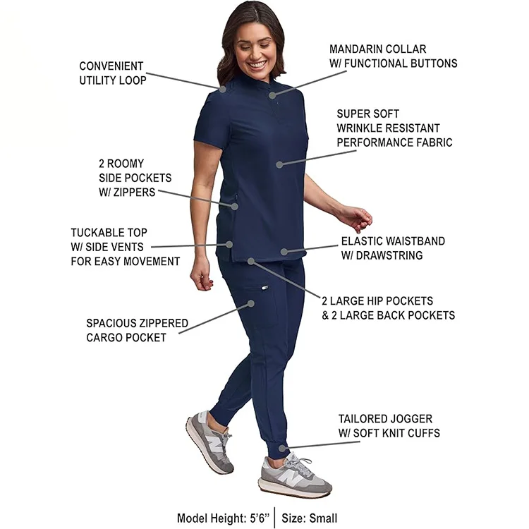 2024 Wholesale Fashionable Women Scrub Tops Jogging Legs Nursing Work Medical Surgical Uniform