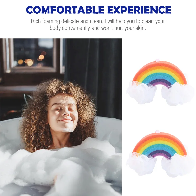 Rainbow Bath Ball Shower Loofah Sponge Cartoon Body Scrubber for Kids