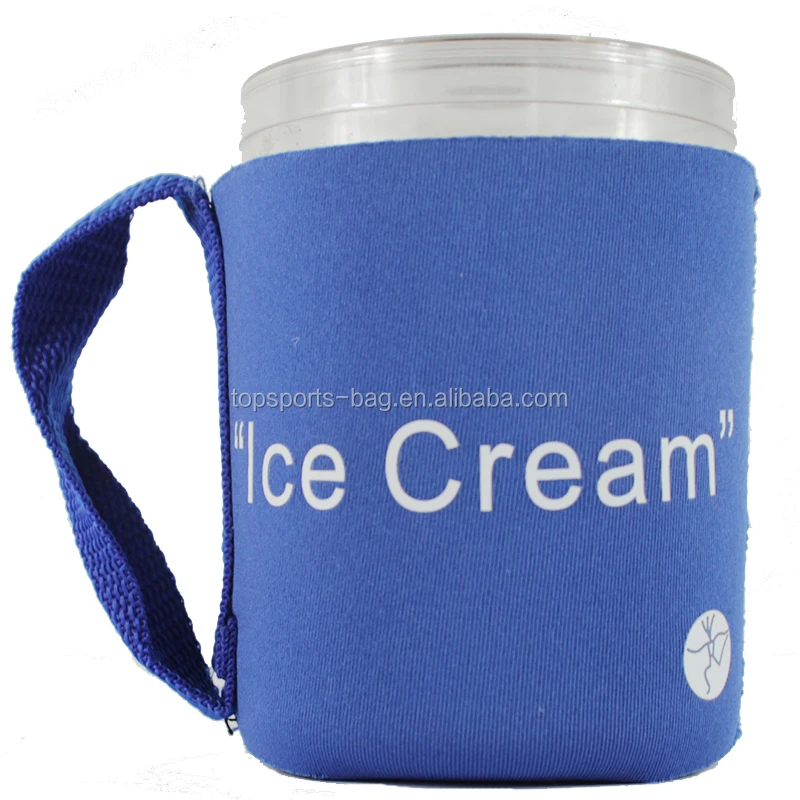 Pint Size Blue Ice Cream Neoprene Cover Ice Cream Cozy Sleeves with Handle
