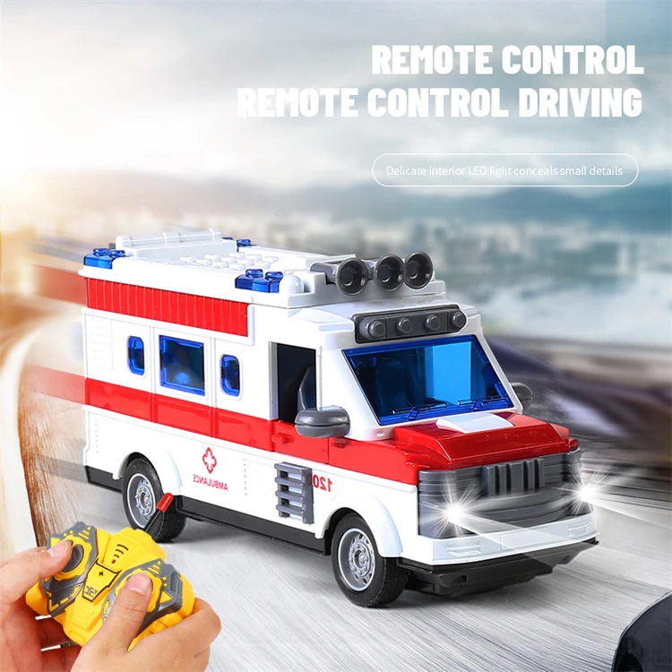 1 30 opening door lighting RC high speed 4 channels simulation design electric cars transportation ambulance toy car