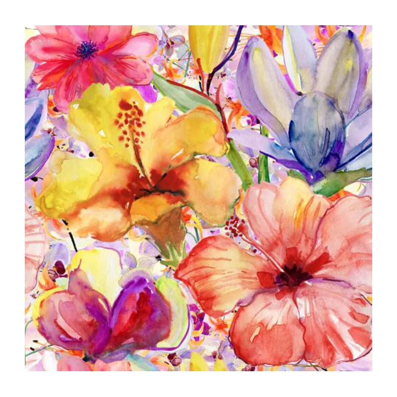 Hot sell vibrant hibiscus flowers customize digital printing cotton and spandex fabric breathable for clothing