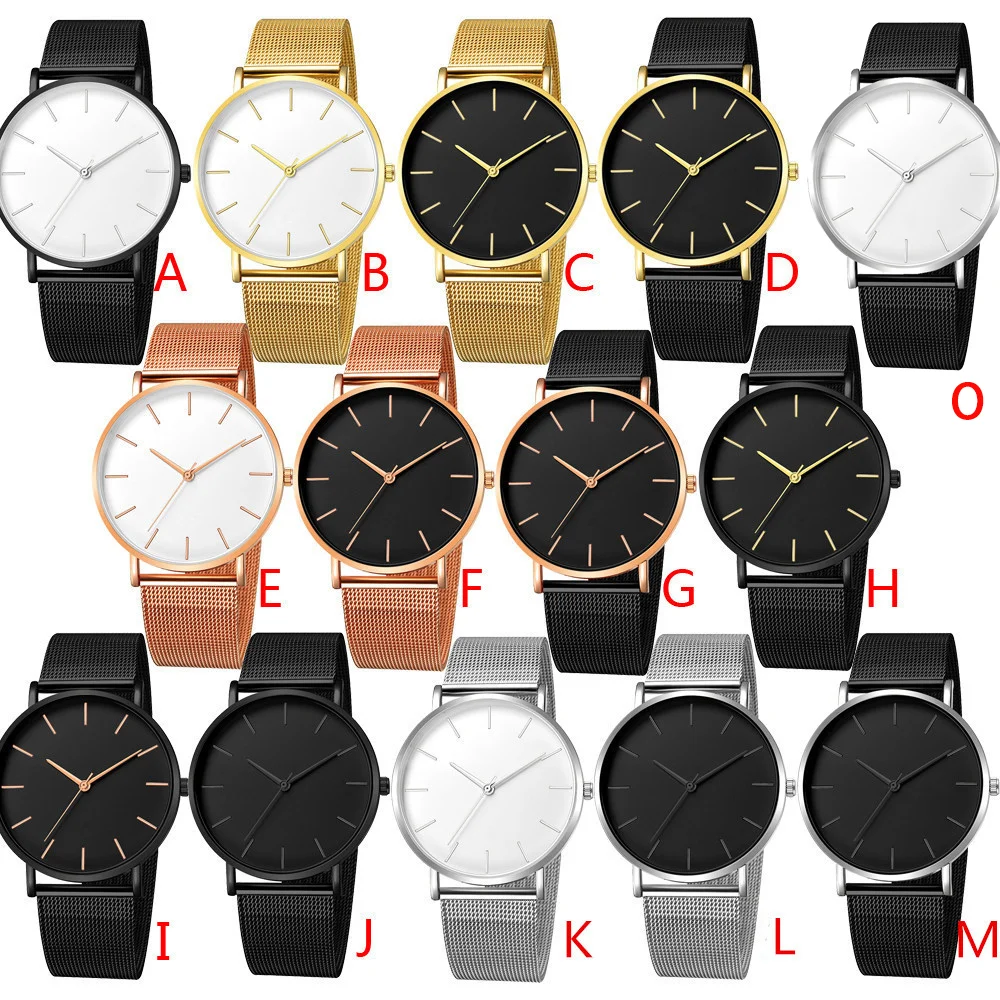 Watch Custom logo Simple Thin Wristwatch Casual mesh Strap Quartz Watch Gift men stainless steel Band Customize Watches
