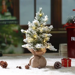 12 inch PE led Christmas tree Pre-lit Snow Flocked Small Christmas Pine Trees with warm lights