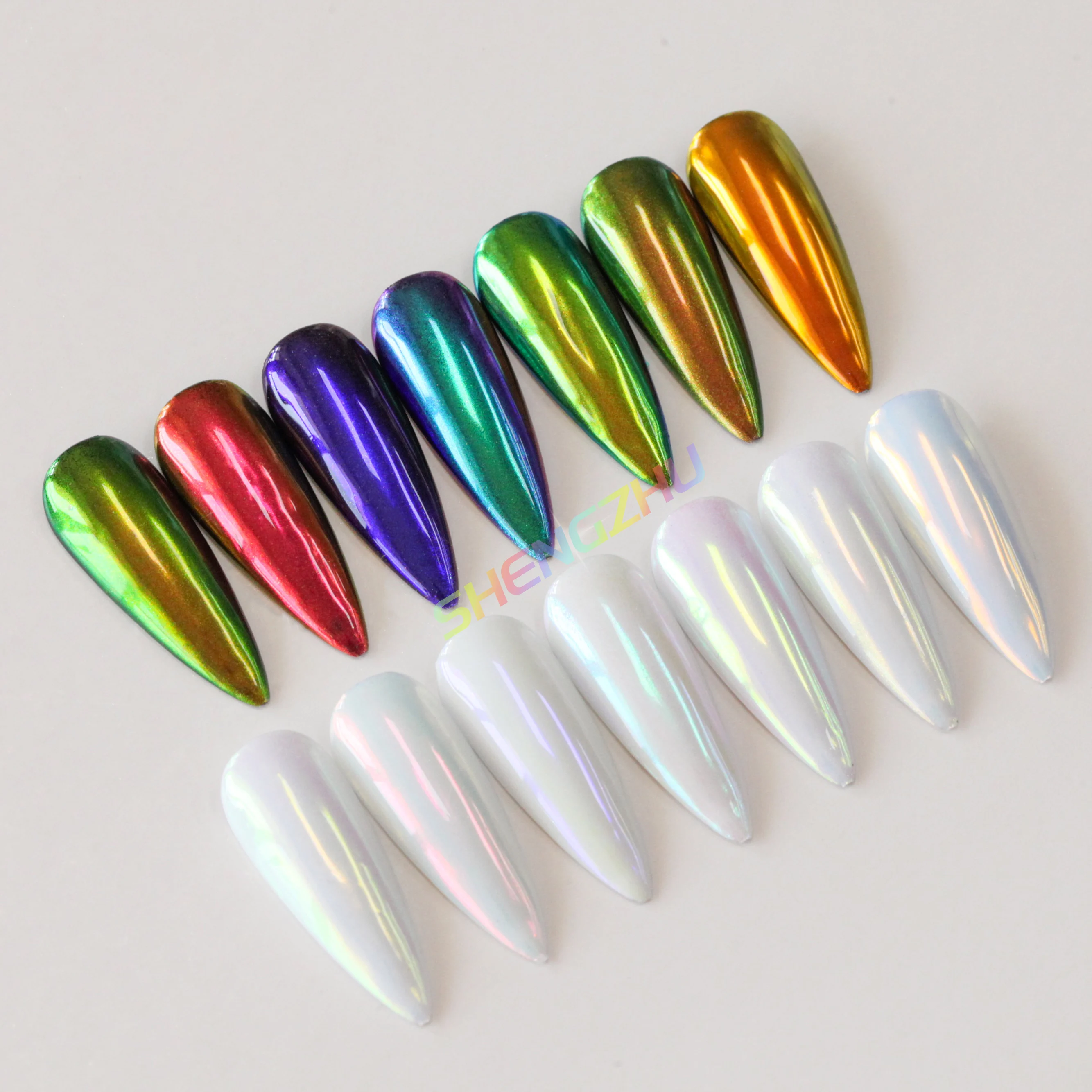 best quality chameleon effect clear Aurora chrome mirror powder Mermaid pigment for nail painting