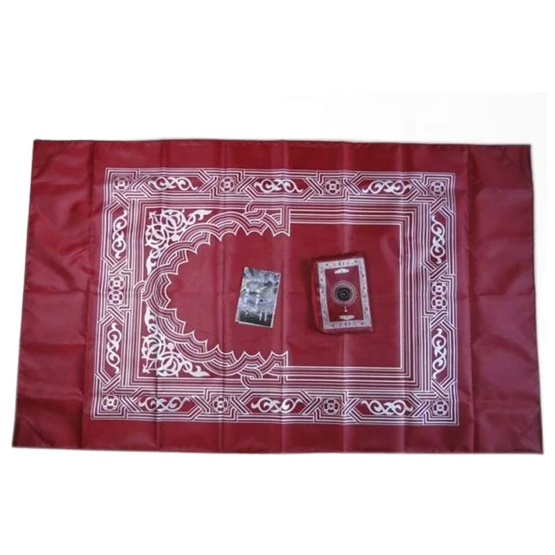 Foldable Travel Prayer Mat With Compass Qibla Finder With Booklet Portable Pocket Prayer Mat For Muslim