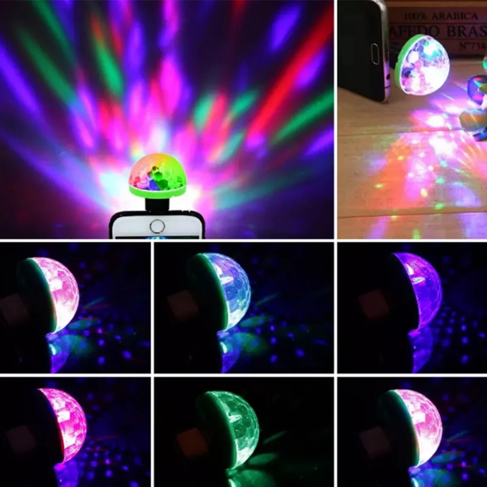 Mini USB LED Party Lights Portable Sound Control Magic Ball 3W Mini Colorful DJ Magic Disco Stage Lights for Mobile