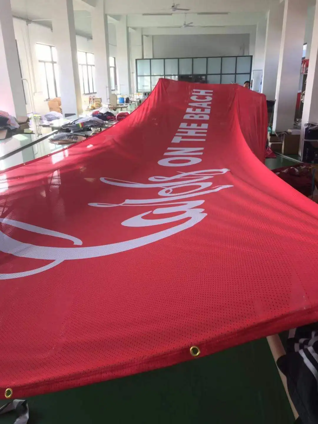 Custom Logo Printed Backdrop Outdoor Windproof Personalized Rectangular Outdoor Fabric Mesh Banner For Event