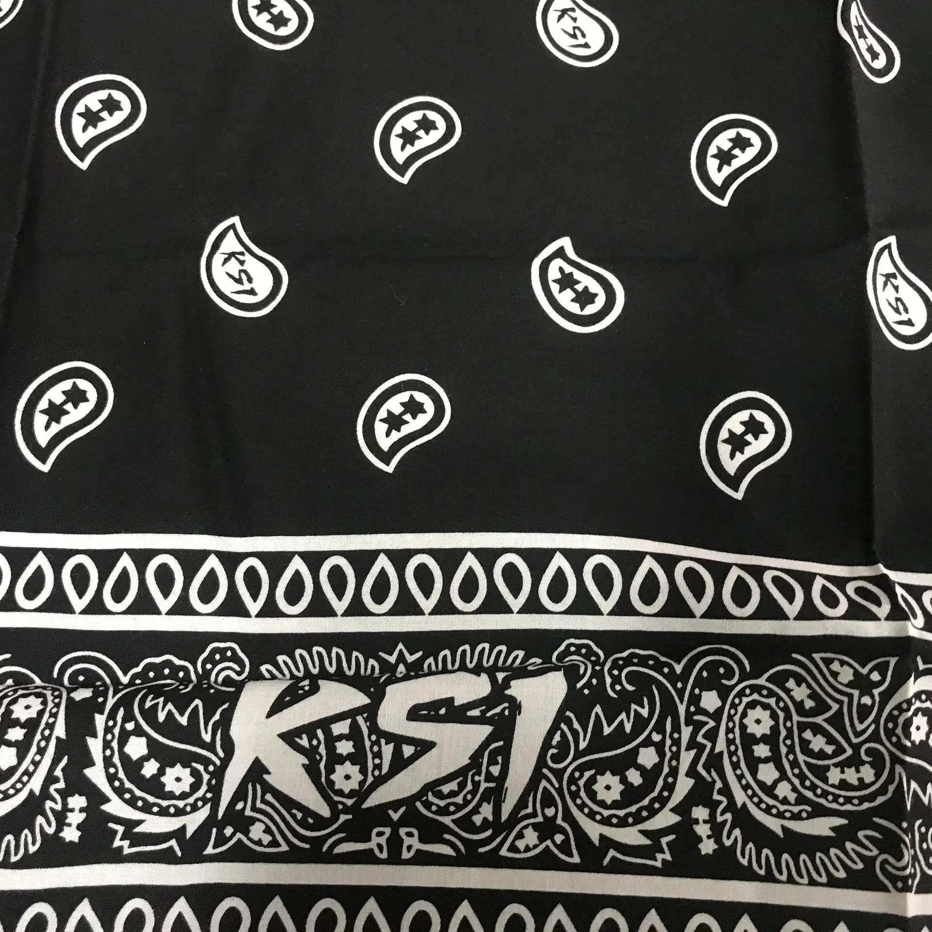 Paisley design with customized logo print cotton square bandana