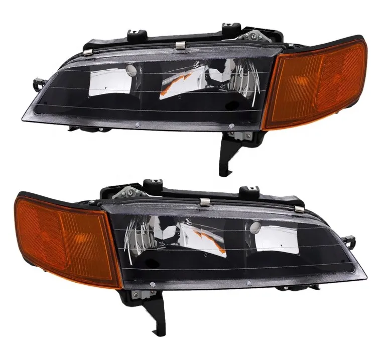 Black Headlights Auto Lighting Systems Headlamps Assembly LH+RH For Honda Accord 1994-1997 Headlight