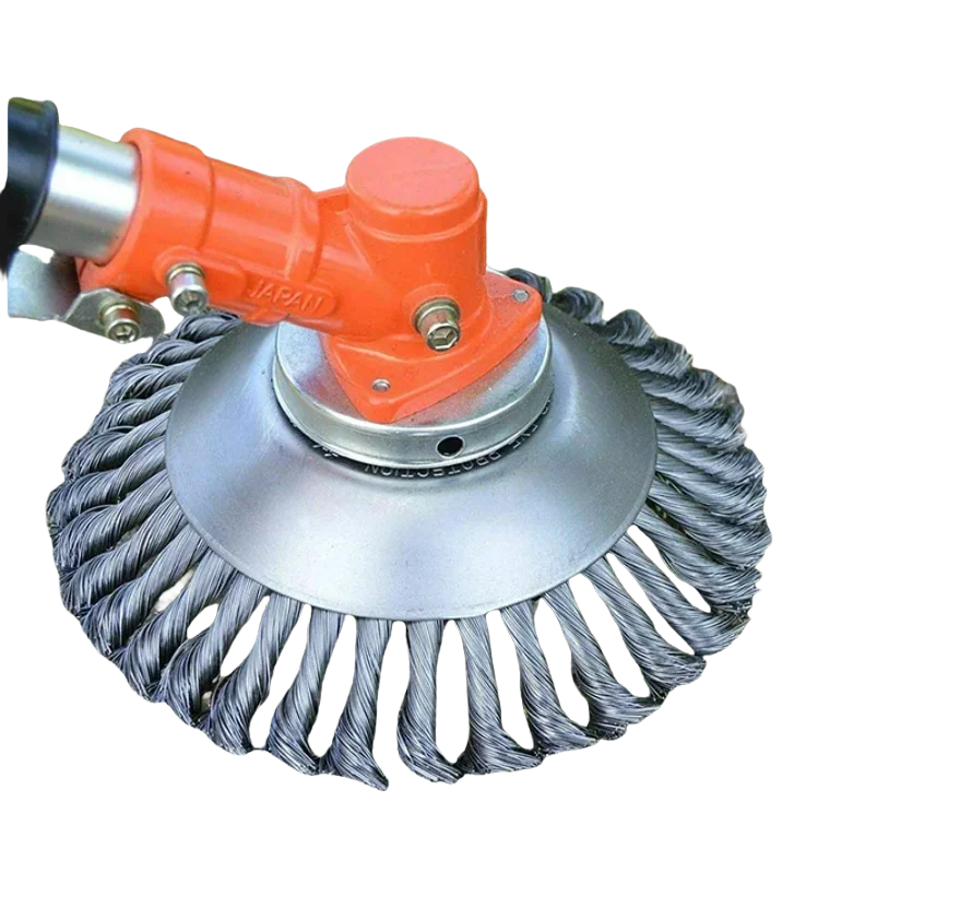 8' Steel Wire Brush Attached To Lawn Edger Clean Cracks Twist Knot Brush Steel Wire Grass Cutting Brush Derusting Weeding Wheel