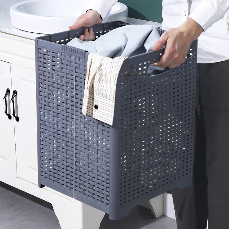 Suitable Household Plastic Waterproof Collapsible Laundry Hamper Folding Storage Basker Clothes Sorter dirty laundry basket