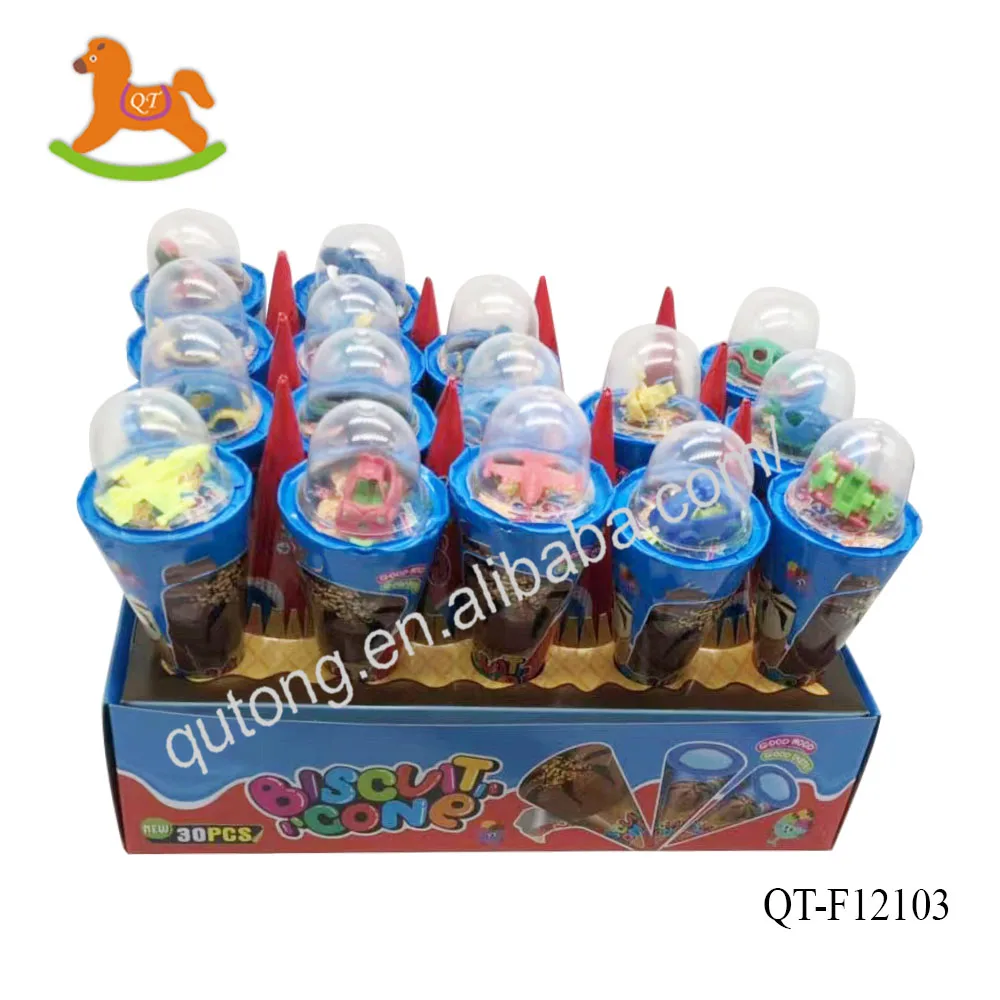 Wholesale Ice Cream Cone With Chocolate Biscuits Candy And Surprise Toys Confectionery For Kids
