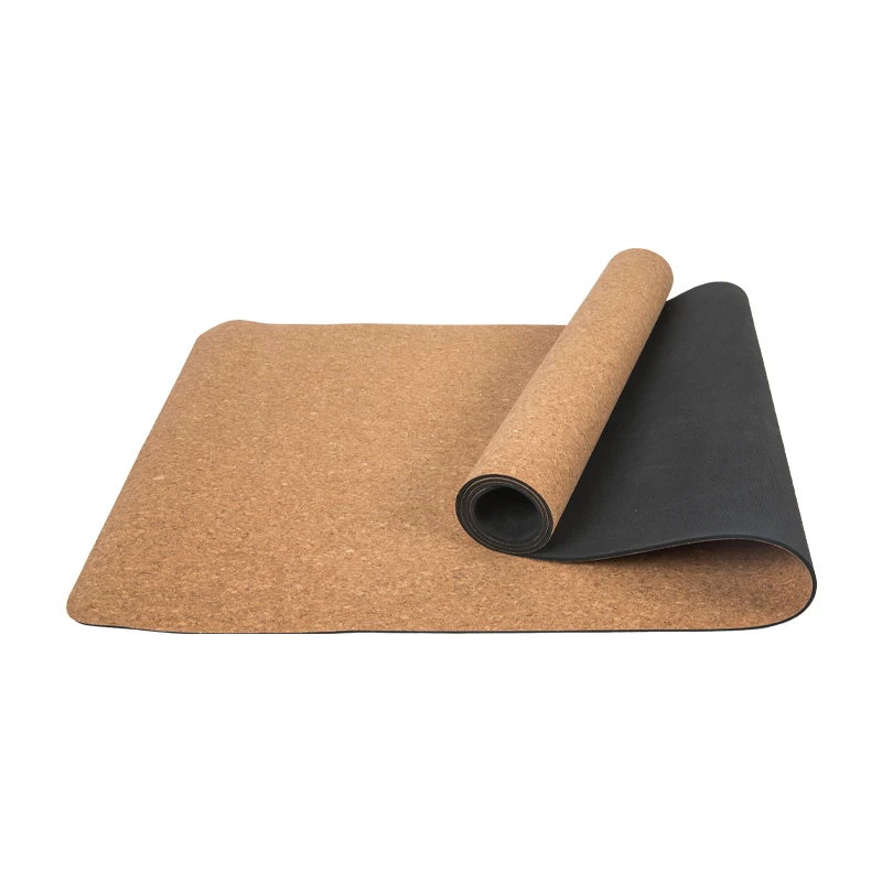 March Expo 2022 organic joga cork rubber mat, custom 5mm thick eco friendly natural rubber cork yoga mat