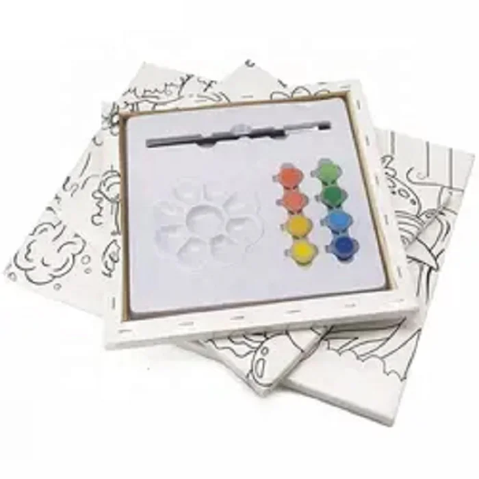 Custom Logo Art Painting Cartoon Design Artist Drawing Printed Stretched Canvas Kids Painting Set